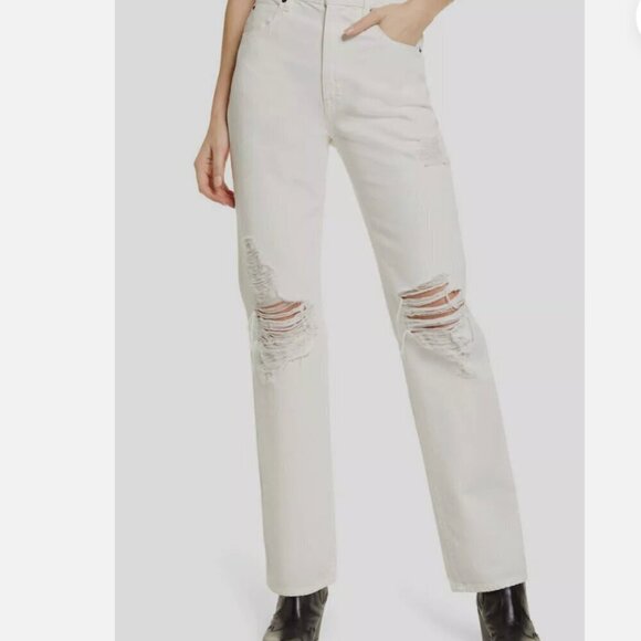 SLVRLAKE London white high rise straight leg jeans white 26 - Picture 1 of 9